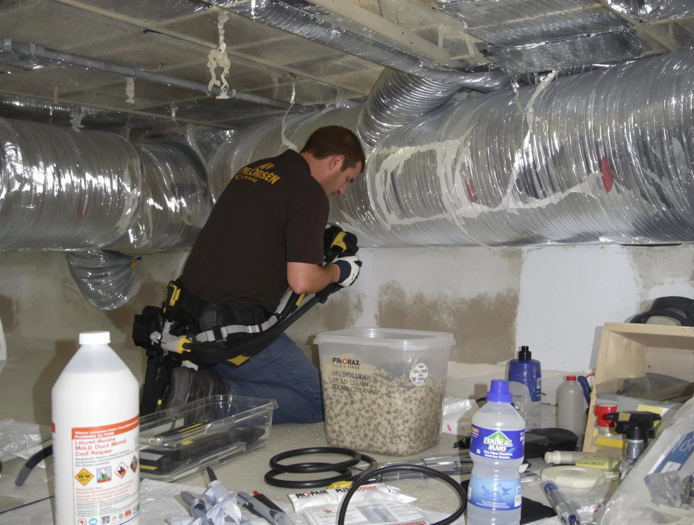 Thornton Air Duct Cleaning specialist performing professional mold removal from air ducts in Thornton