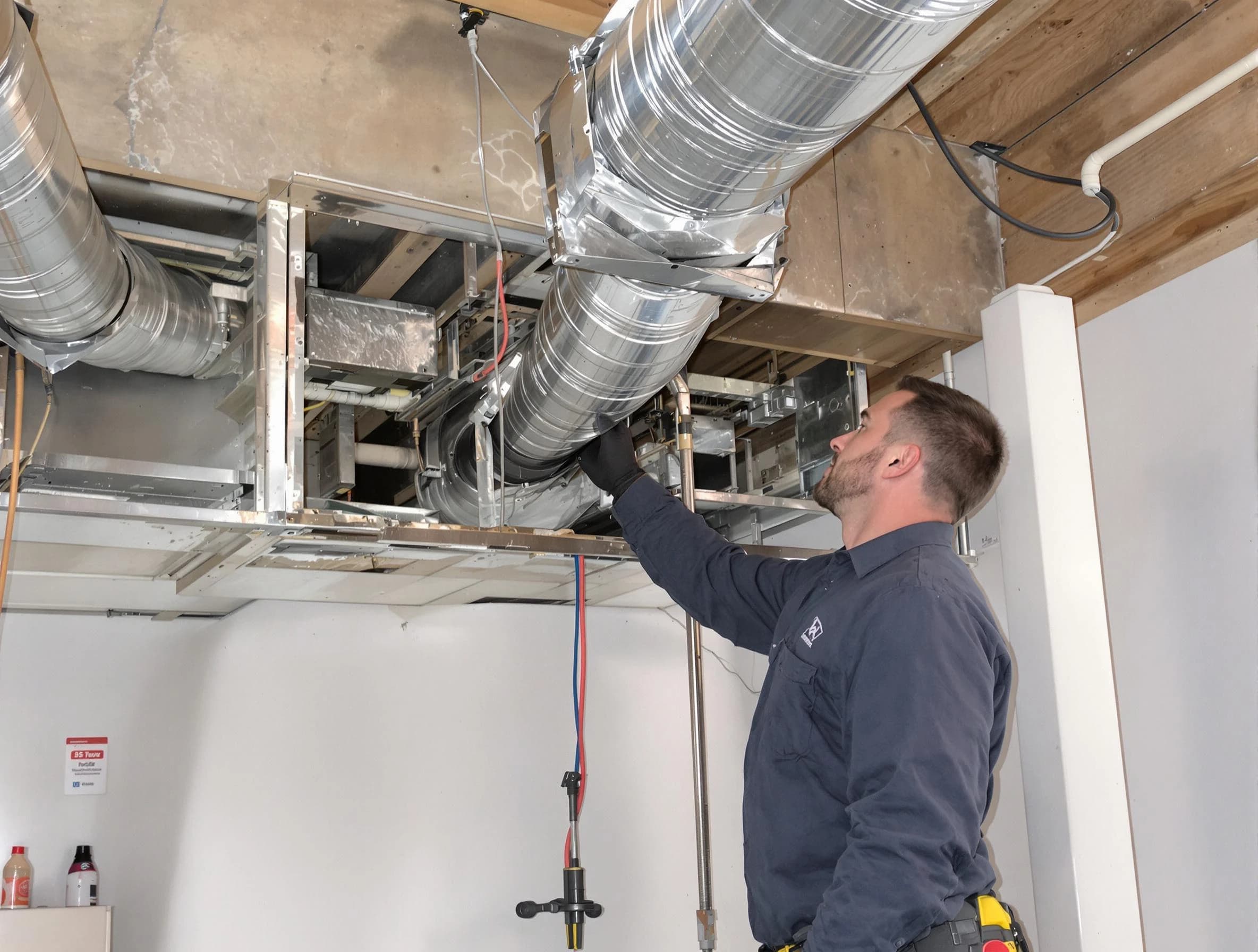 Thornton Air Duct Cleaning technician performing professional air duct repair using specialized tools in Thornton
