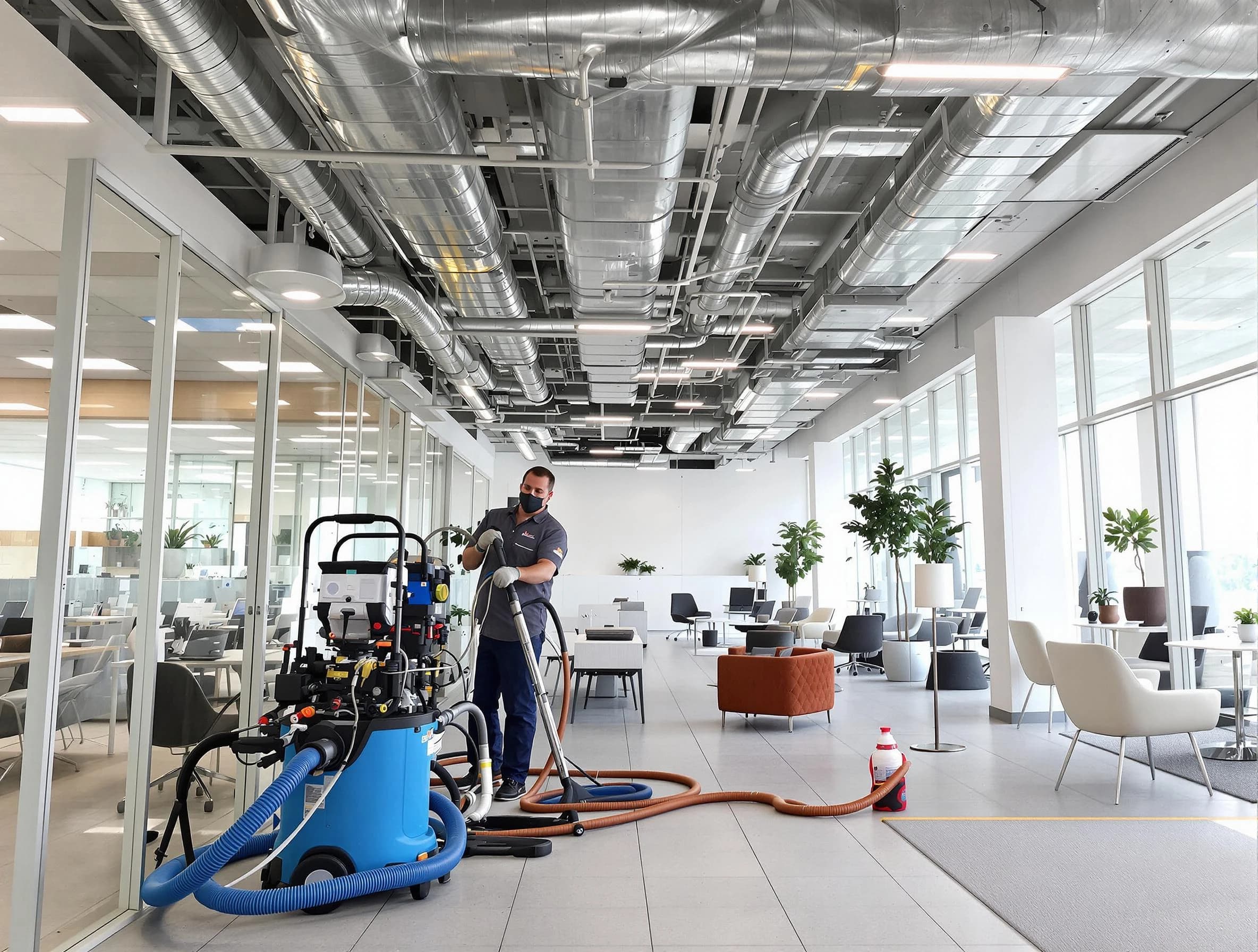 Thornton Air Duct Cleaning team conducting comprehensive commercial duct cleaning at a business location in Thornton