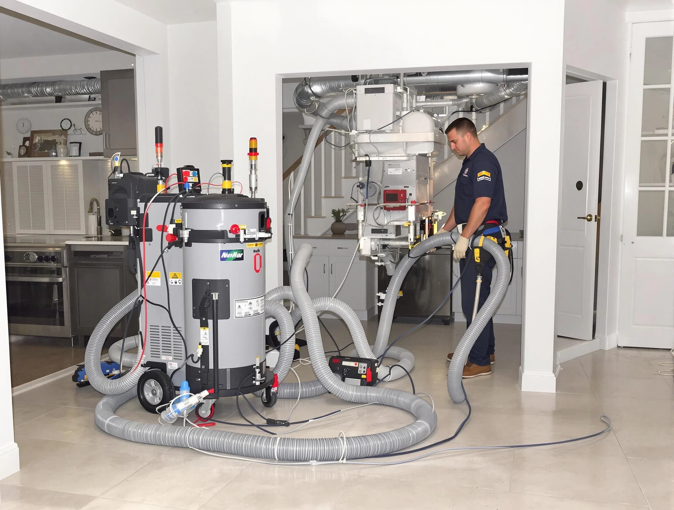 Thornton Air Duct Cleaning technician operating negative pressure cleaning equipment for thorough duct maintenance in Thornton
