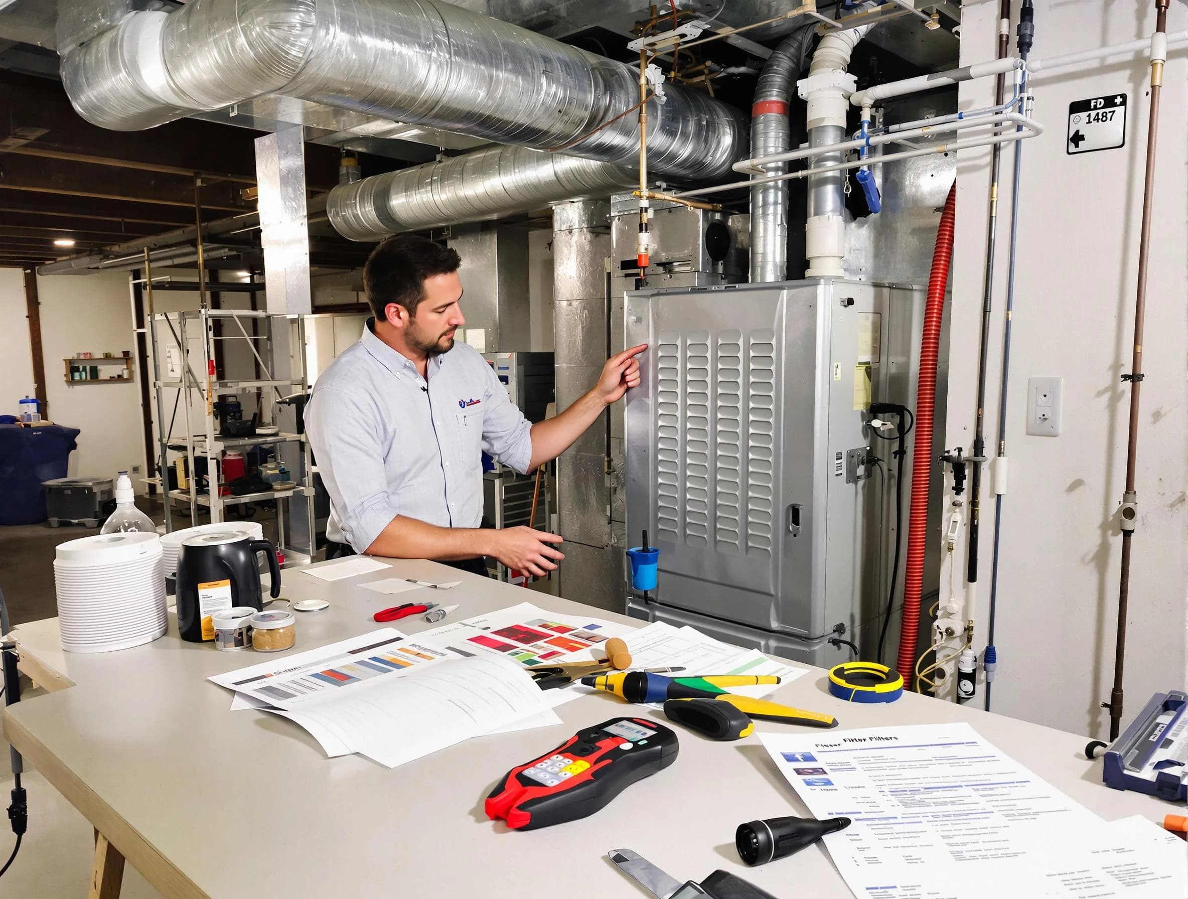 Thornton Air Duct Cleaning inspector conducting detailed filter system evaluation using professional diagnostic tools in Thornton