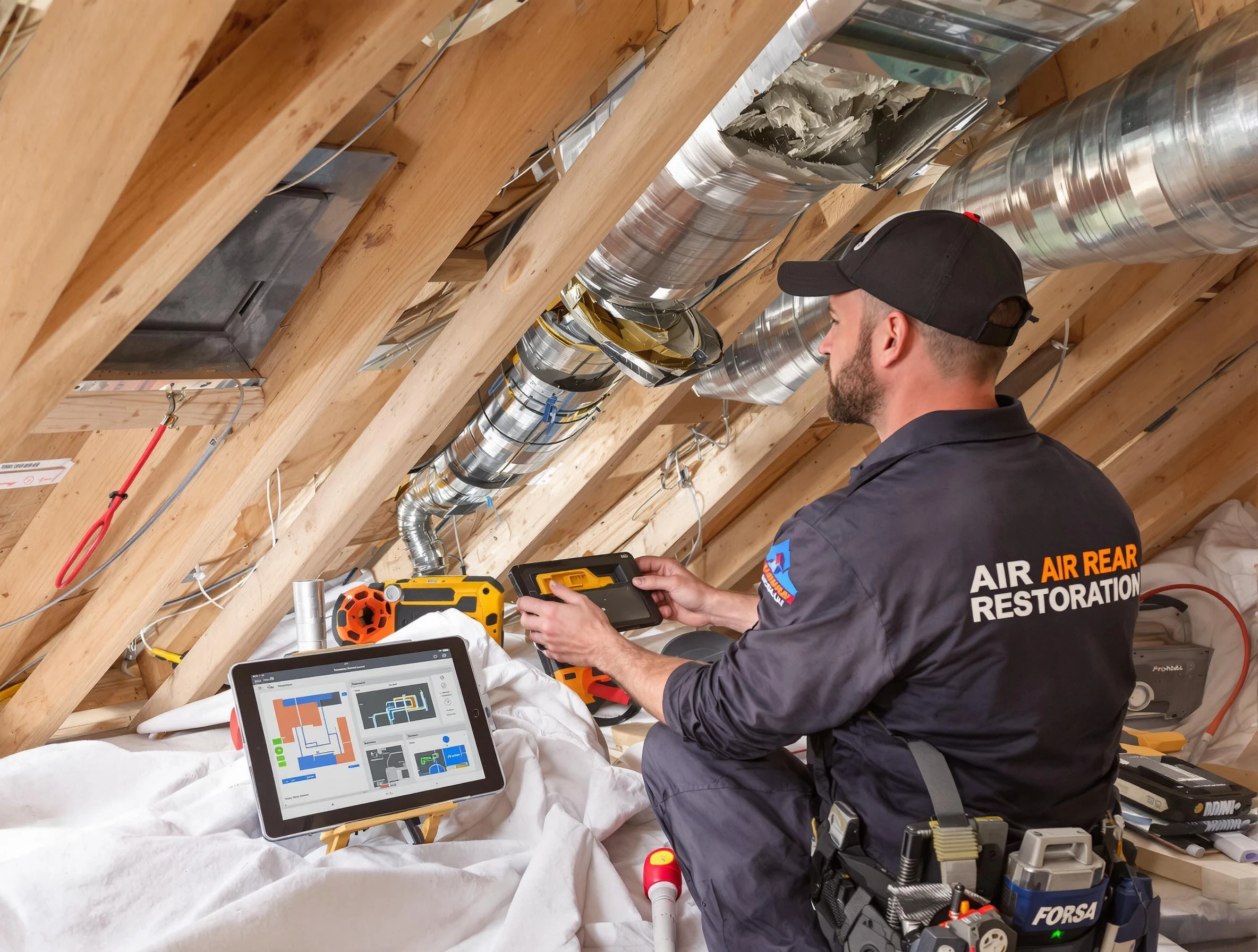 Thornton Air Duct Cleaning technician performing precise duct repair work in Thornton